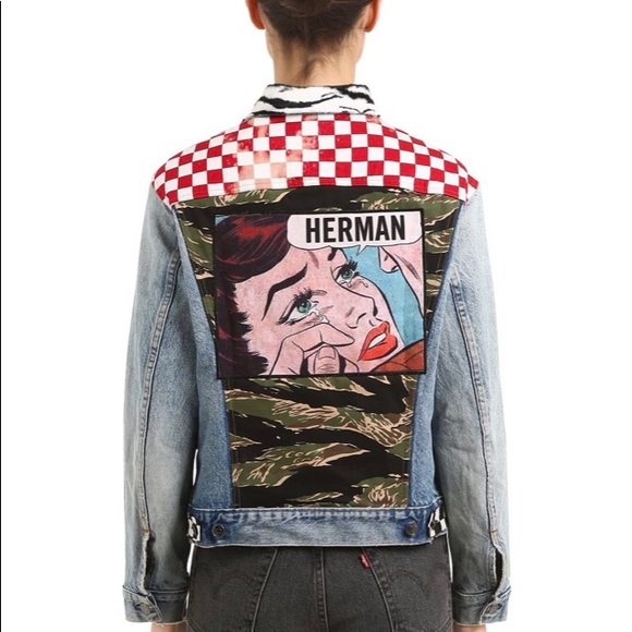 NEW Herman Market Unisex Denim Patch Jacket M - Picture 1 of 10